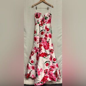 B. Smart | NWT Pink White Sweetheart Strapless Floral Prom Formal Dress, Size 9